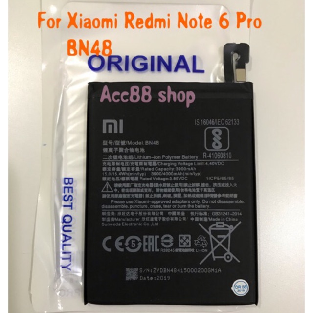 Baterai Batre Battery Xiaomi Redmi Note 6 Pro BN48