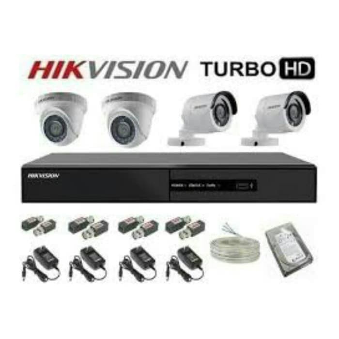 Paket cctv HIKVISION 8CH FULL HD 4 CCTV 2MP ORIGINAL LENGKAP