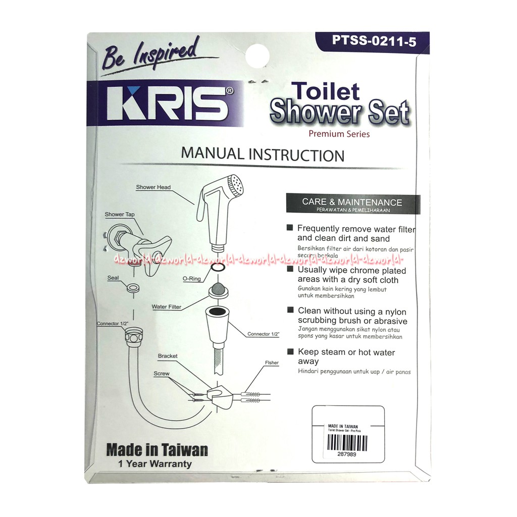 Kris Toilet Shower Set Kran Cebok Cocok Digunakan Untuk Toilet Duduk Panjang Selang 1.2 Meter