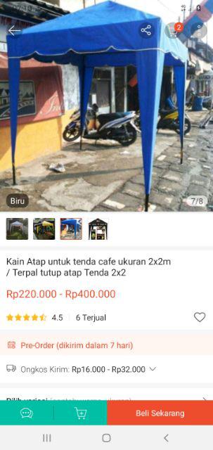 Kain Atap Untuk Tenda Cafe Ukuran 2x2m<br />/ Terpal Tutup Atap Tenda 2x2