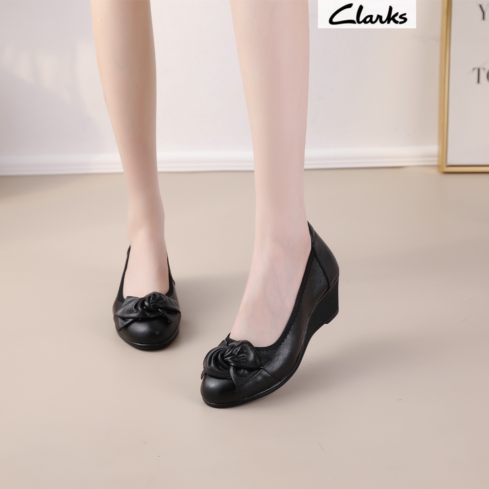 Clarks new pita sepatu woman  / clarks flat wanita  Wanita Clarks melati kulit asli Sepatu/hak tinggi 5cm