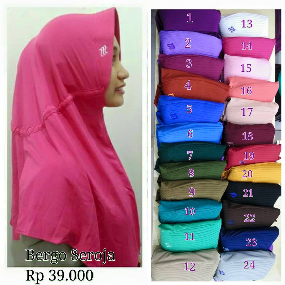 Mezora Hijab Instan Bergo Seroja Kerudung Jilbab Polos Serut