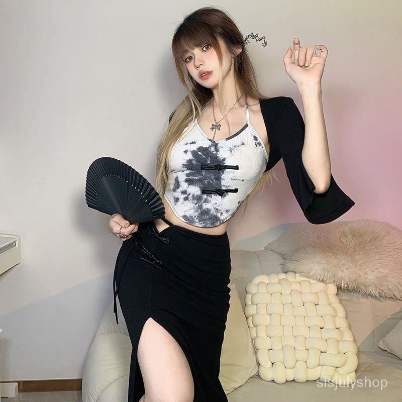 #Sisjuly# Rompi Sablon Tinta Wanita Selempang Wanita Selendang Tabir Surya Ramping Set Dua potong