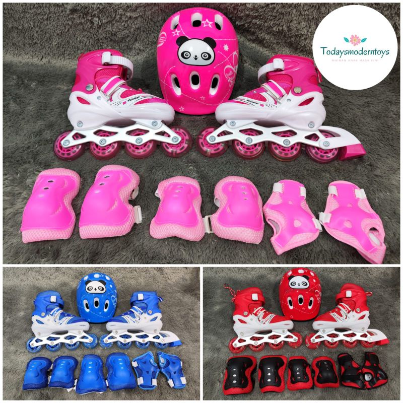 PROMO !!! SEPATU RODA ANAK POWER INLINE SKATE / BISA SETTING RODA 3 / BAJAJ