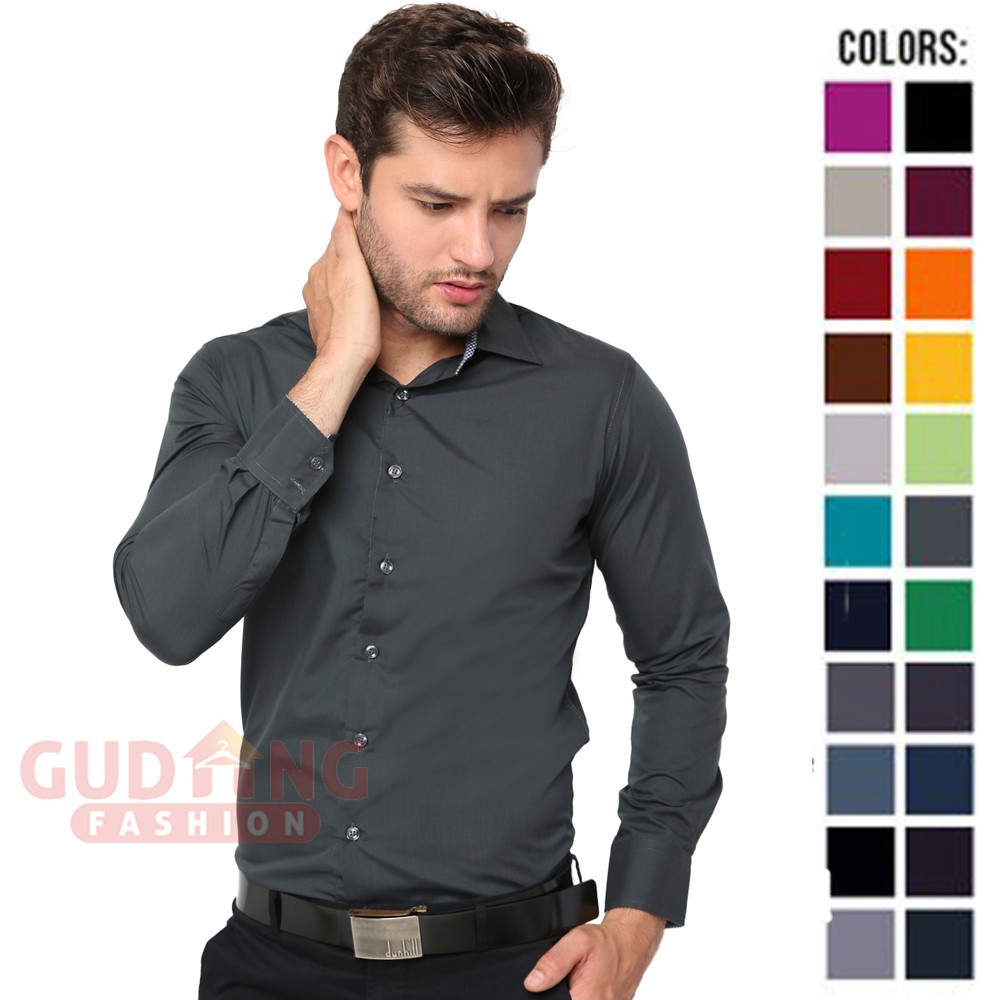 Kemeja Formal Pria Slim Fit Simple Elegant - Banyak Pilihan Warna LNG (COMB)