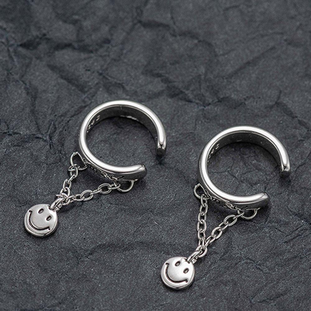 Mxbeauty Wanita Anting Street Wear Retro Smiley Face Pesta Desain Fashion Temperamen Telinga Klip