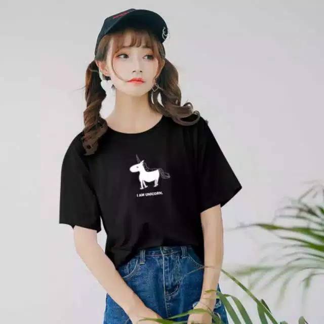 Fourfashion KAOS PENDEK WANITA I AM UNICORN FIT TO M LP