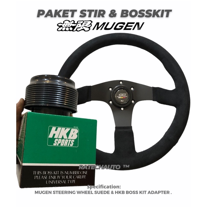 MUGEN SUEDE STEERING WHEEL INCLUDE BOSSKIT-PAKET STIR MUGEN HONDA-PAKET STIR MUGEN HONDA