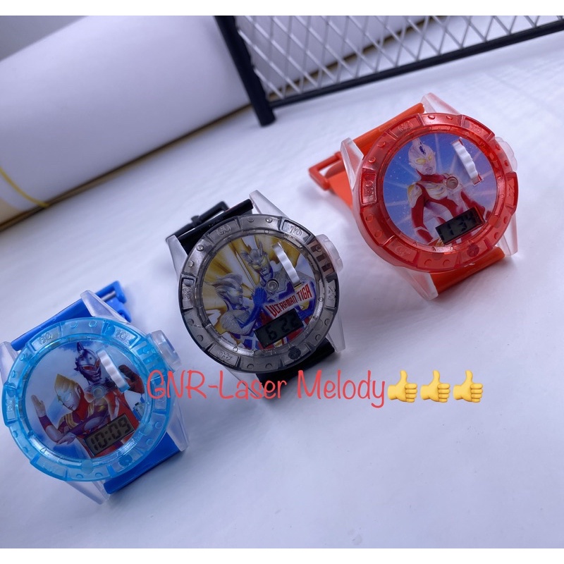 JAM TANGAN LASER ANAK BOBOBOI/ULTRAMAN LAMPU MUSIK