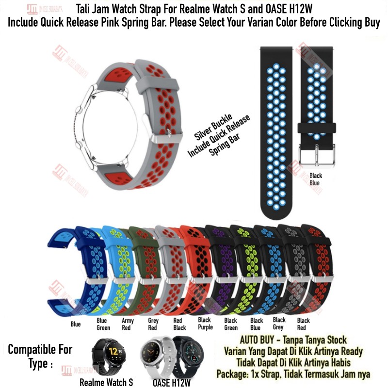 NSB Tali Jam 22mm Watch Strap Realme Watch S Pro / OASE H12W  - Rubber Silikon