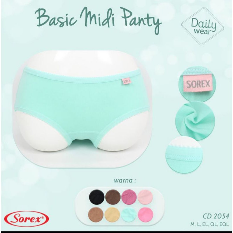 Sorex celana dalam wanita 2054 basic  midi panty katun L,EL,QL,EQL