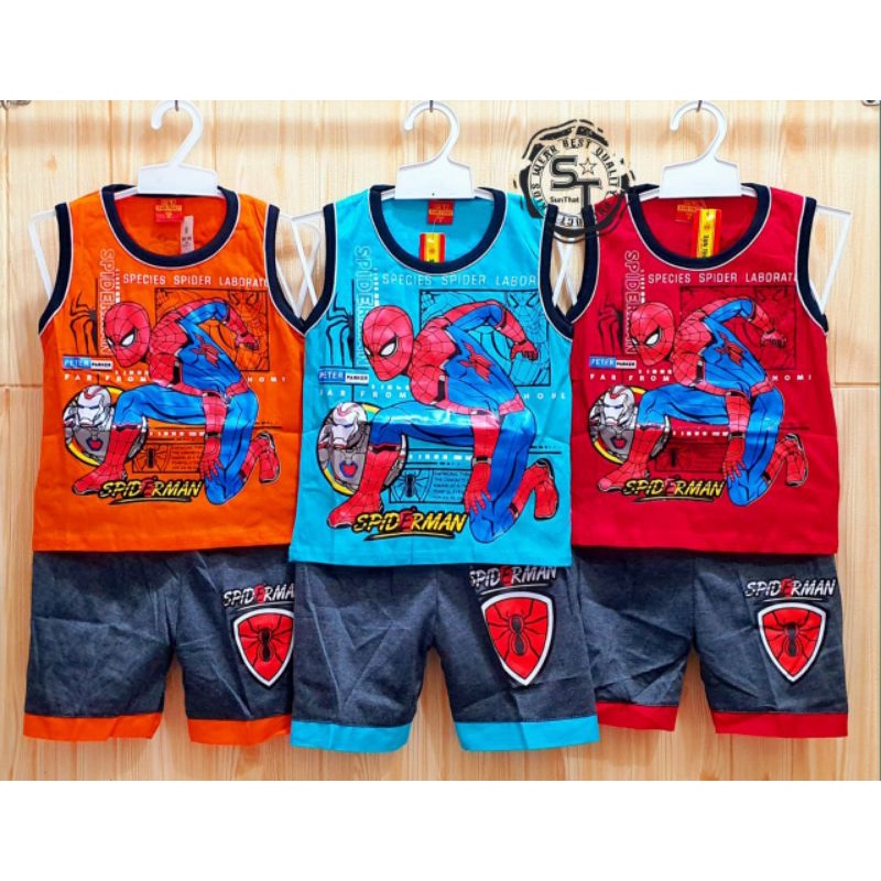 Stelan anak laki-laki kensi  usia 1-10 THN motif spider/kensi murah/stelan kensi terbaru/baju anak