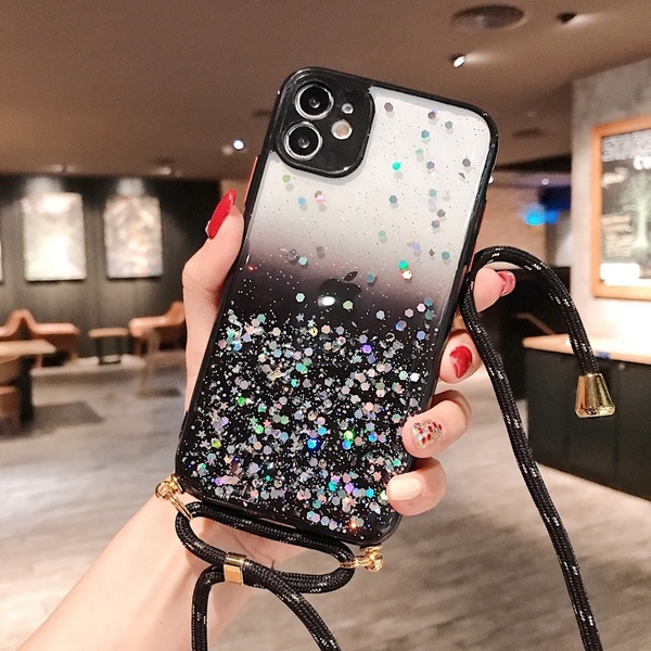 CASE OPPO A3S LENS GLITTER LANYARD CAMERA BACK COVER