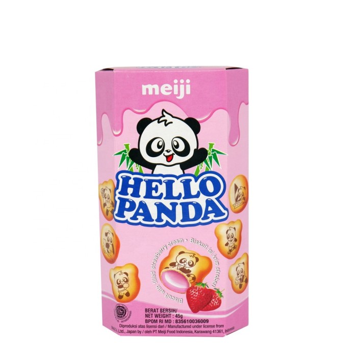 Hello Panda Biskuit Meiji Cheese Vanila Milk Cookies Cream Strawberry 45Gr