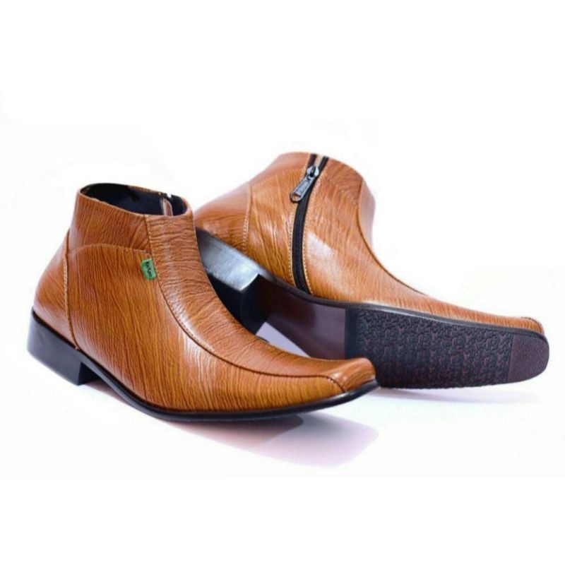 Sepatu Pantofel Tinggi Kulit Sapi Asli Kickers Formal Kerja Kantor Pria Hitam Coklat Tan