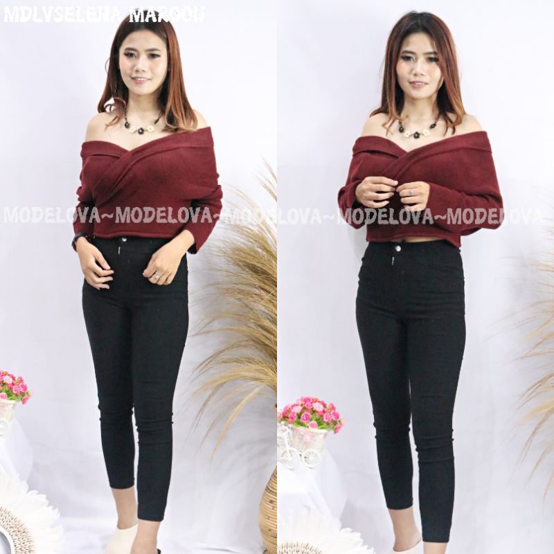 MDLV ~ SABRINA SELENA RAJUT ATASAN SABRINA RAJUT KOREA  SABRINA RAJUT GOOD QUALITY FASHION WANITA