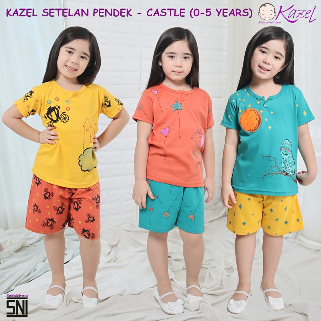 CUCI GUDANG PROMO KAZEL SETELAN ELEPHANT / CASTLE  EDITION BAJU ANAK / BAJU BAYI ( ISI 3 PCS)  SNI