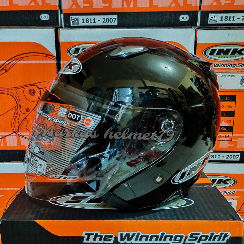 HELM INK CENTRO JET SOLID ORIGINAL-BLACK GLOSSY