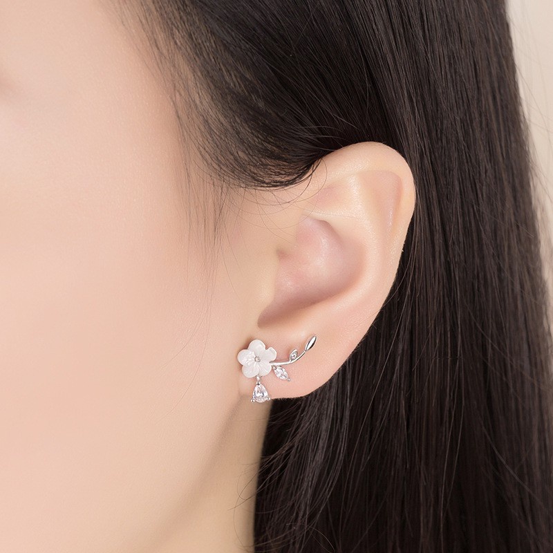 925 Perak Lucu Anting-Anting Anting-Anting Gaya Korea Wanita Bulat Cinta Hati Lima Menunjuk Bintang Daun Berbentuk Ekor Merak Fashion ornamen