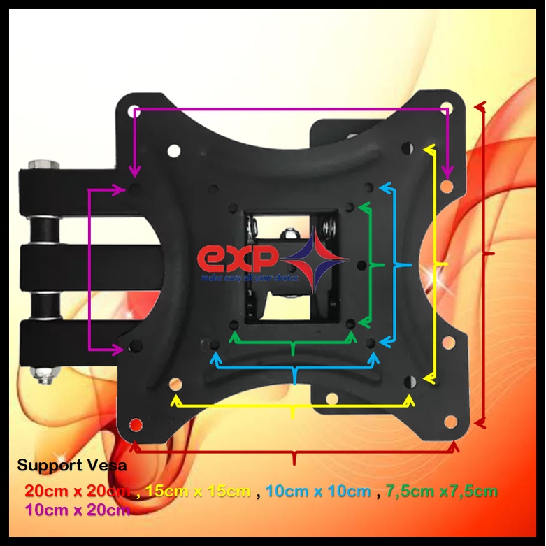 Bracket TV REALME 14 s/d 43 inch 6 ARAH FULL BESI SUPER KOKOH GARANSI 100% ORI