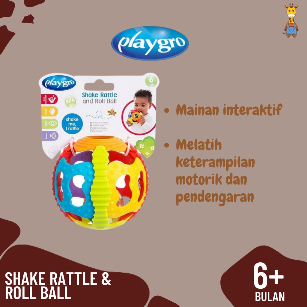 Playgro Shake Rattle &amp; Roll Ball | Mainan Anak Anak