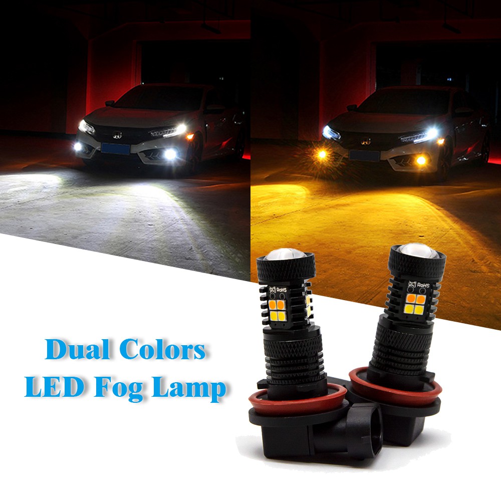 2 Pcs Dual Warna H7 H11 H8 Led Fog Lamp Light 9005 9006 HB4 H16 5202 Lampu Mengemudi Auto Running Putih Kuning Kuning