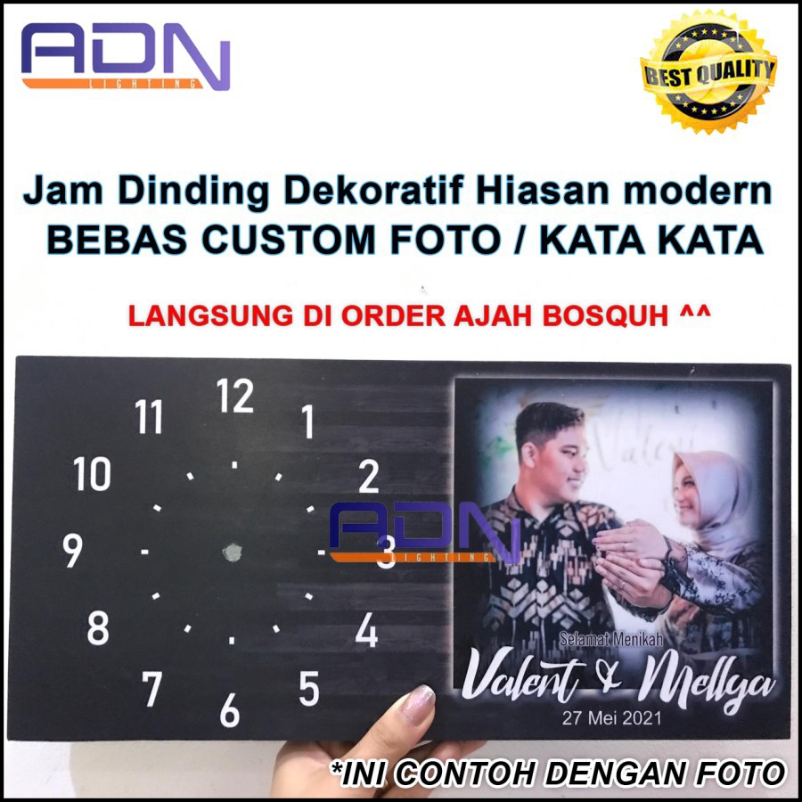 Jam Dinding Dekoratif Hiasan modern BEBAS CUSTOM FOTO / KATA KATA AdnOfficial