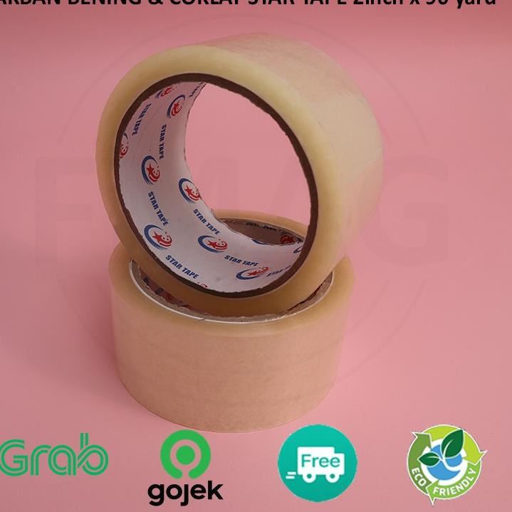 

[Terhebat se-RI] Lakban Star Tape / Lakban Bening / Lakban Coklat 2 inch x 90 yard LBN104