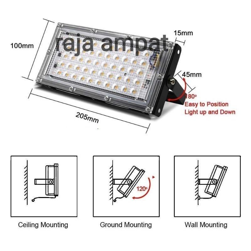 Lampu Sorot Flood Light AC 50W Cool White Super Terang Lampu LED Murah