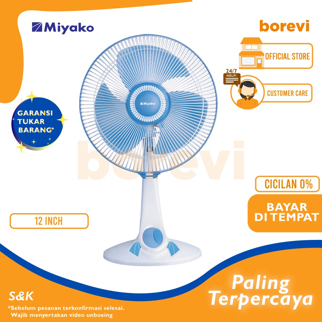 KIPAS ANGIN MEJA 2IN1 MIYAKO KAD-1227-BGB / DESK FAN MIYAKO 12 INCH