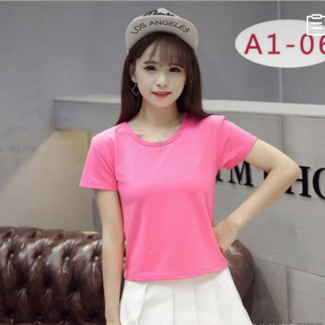 Kaos pink polos kaos fashion wanita kaos gaul kaos santai wanita