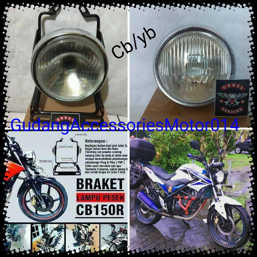 Braket Lampu Pesek CB150R Set Headlamp CB100 Braket Lampu Bulat CB150R Set Lampu CB100 BONUS STICKER