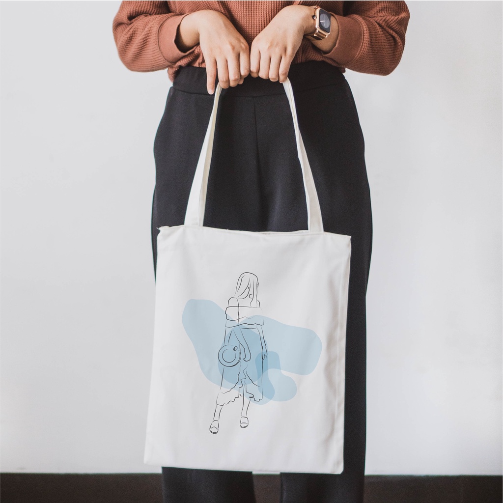 Sevine Totebag Drill Tas Tote Bag Resleting Laptop Fashion Wanita Painting Series - LE