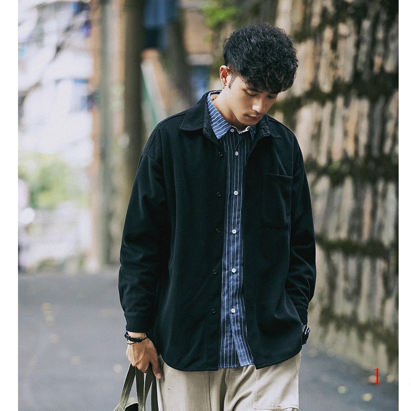 Kemeja Lengan Panjang Corduroy Model Jepang Musim Semi/gugur Warna Hitam  Untuk Pria | Shopee Indonesia
