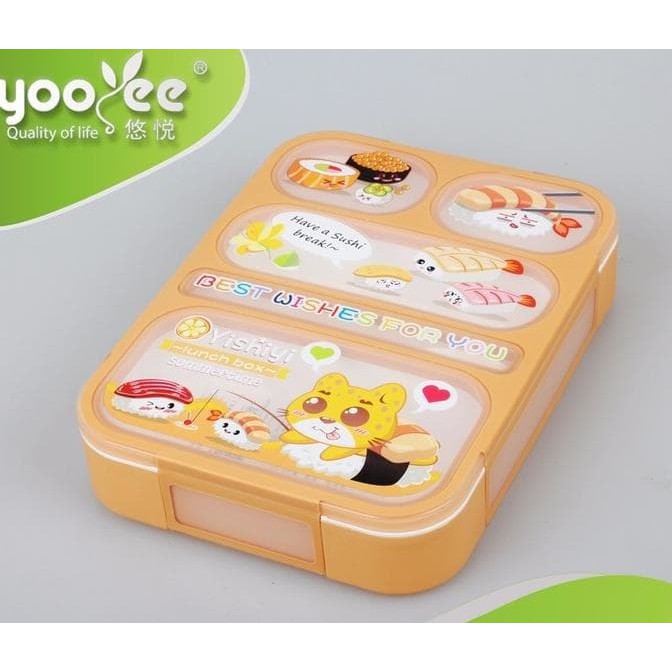Kotak Makan Lunch Box Yooyee 5 Sekat / 4 Sekat / Grid Leak Proof / Anti Bocor
