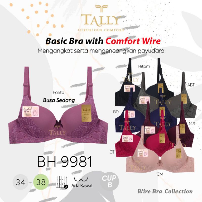 TALLY BRA BH 9981 | CUP B | BUSA SEDANG | ADA KAWAT | SIZE 34 - 38