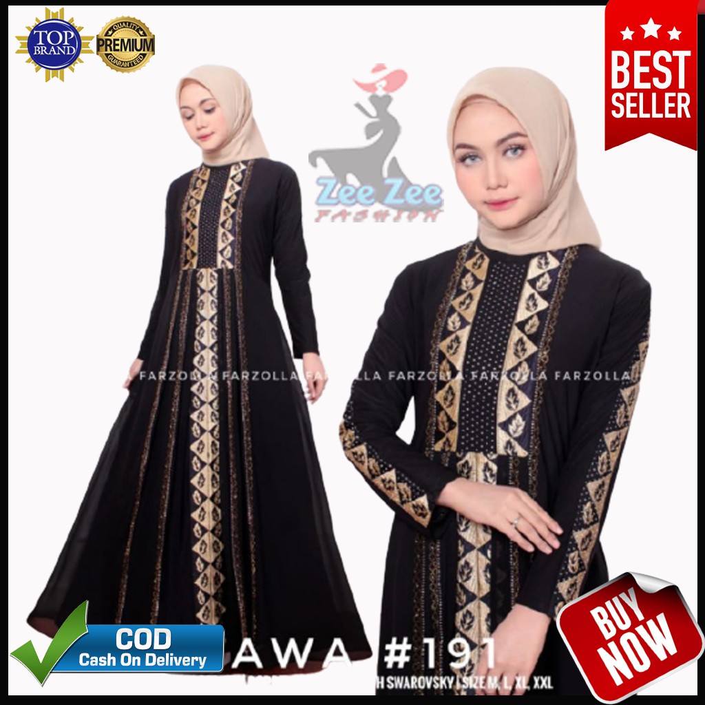 Dress Hitam Muslim Abaya Turkey Hawa 191 Gamis Arab Turki Mewah Original Megastore Jumbo M L XL XXL