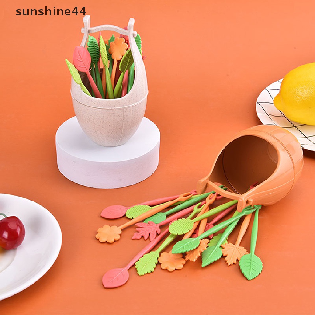 Sunshine 16pcs / Set Garpu Buah / Dessert Mini Bentuk Kartun Lucu