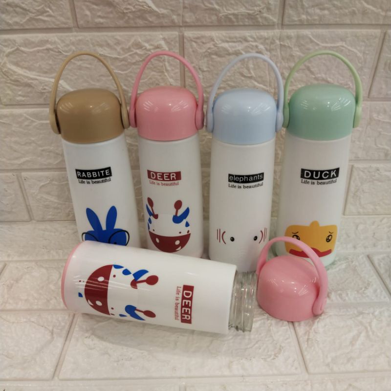 Botol Minum Kaca Motif Animal kapasitas 500ml