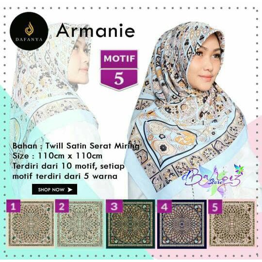 Jilbab Segiempat Armanie Satin Motif 5 by Dafanya - Hijab Scarf Murah