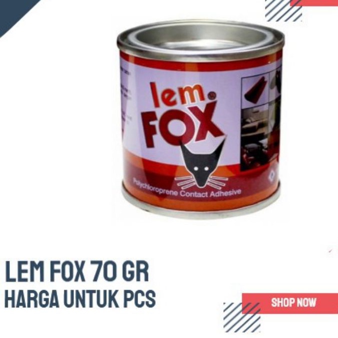 

Lem Fox Kaleng 70 gram Lem Kuning Serbaguna untuk Kulit Kain Busa Sandal Hpl