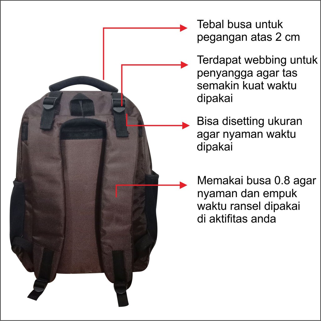 PG 9832 - Tas Ransel Punggung Bagpack Pria Wanita Unisex Bahan Import Tebal Waterproof Ukuran 18 Inch