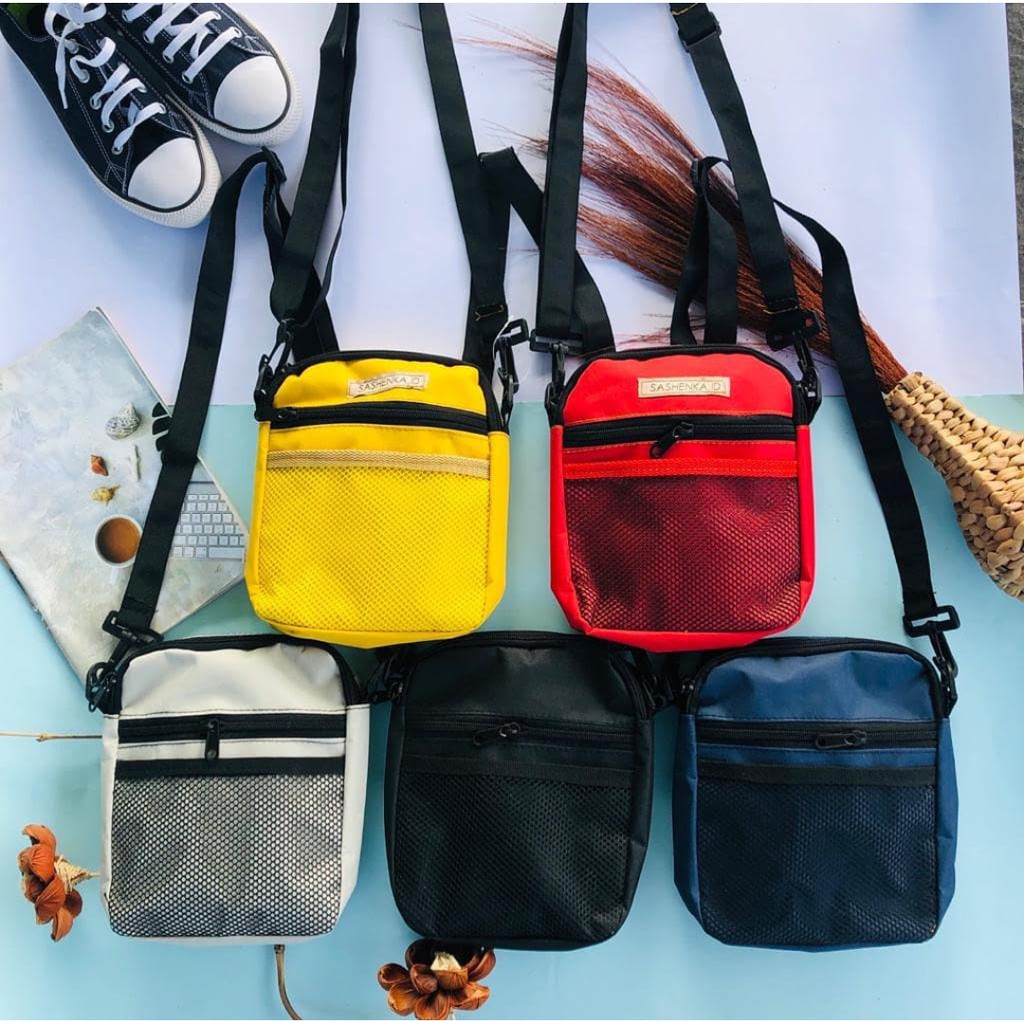 Mess Bag Trendy I Slingbag Pria On Color Candy Lab I Slingbag Mess Jaring Sashenka.Id Unisex (COD)