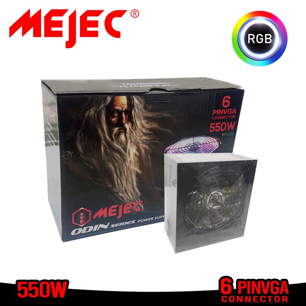 Power supply gaming mejec 550 watt 12cm fan Rgb Atx 6 pin vga Odin - Psu Pc computer 550watt 550w