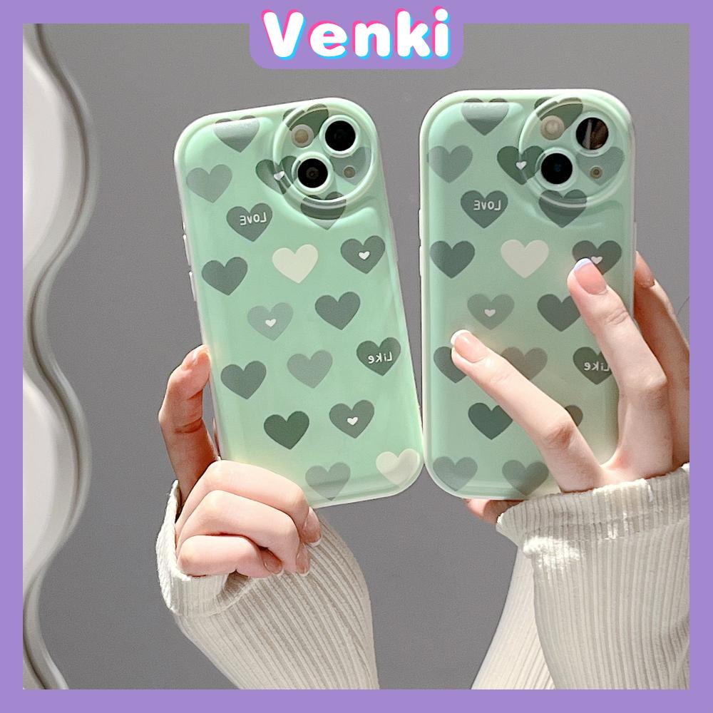 iPhone Case TPU Silicone Soft Case Airbag Shockproof Protection Camera Green Heart Compatible For iPhone 11 Pro Max 13 Pro Max 12 Pro Max 7Plus xr XS Max