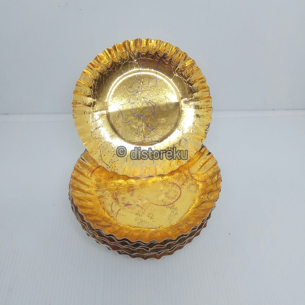 piring kertas kue tart emas gold ultah ulang tahun paper plate isi 10