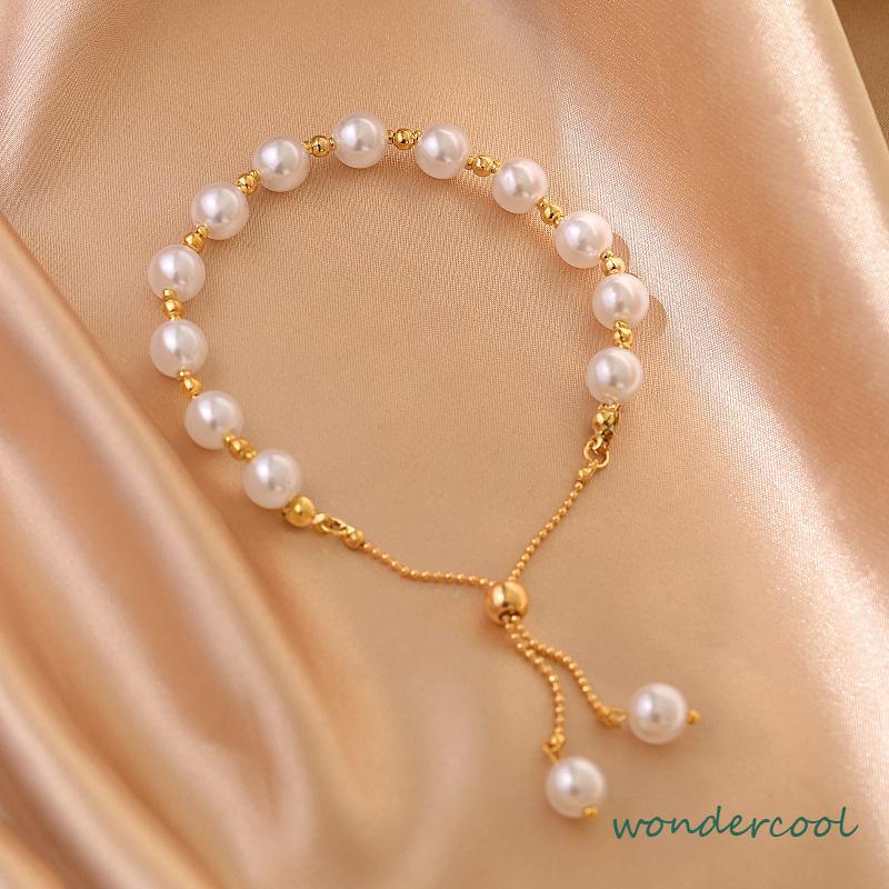 Gelang Tangan Mutiara Imitasi Simple Elegan Untuk Wanita -Won