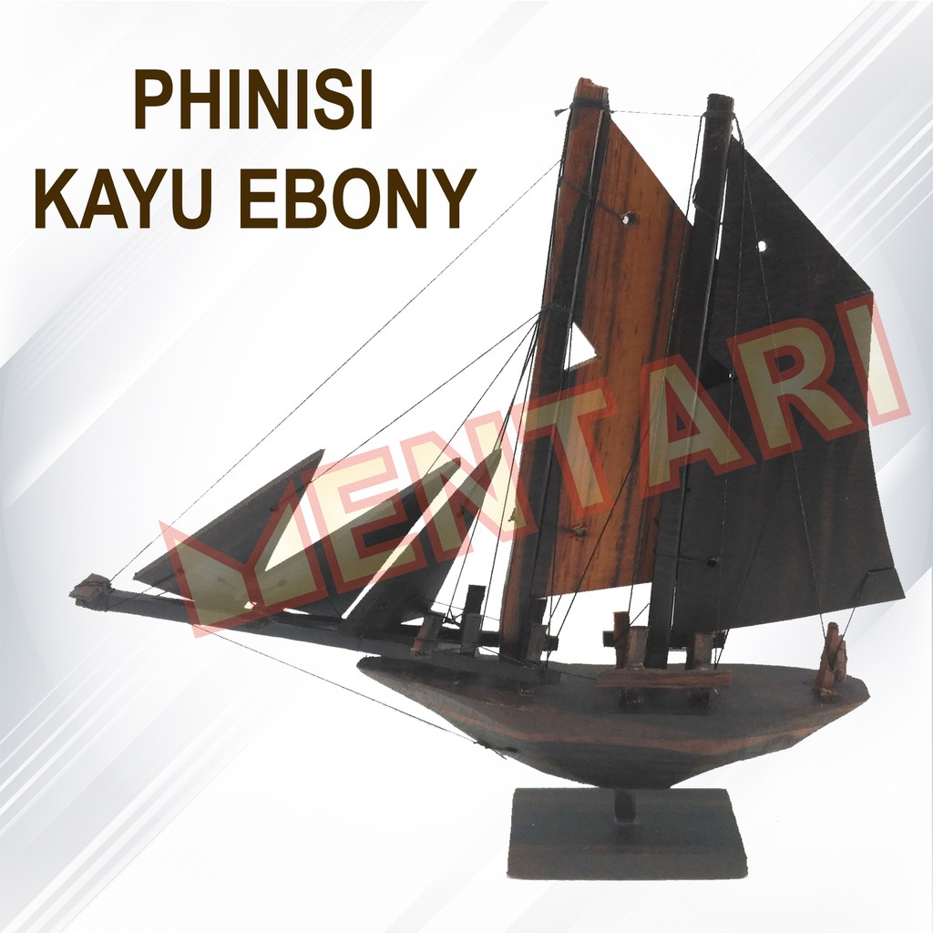 Miniatur Perahu Phinisi Kayu Hitam / Ebony Khas Makassar 40 CM