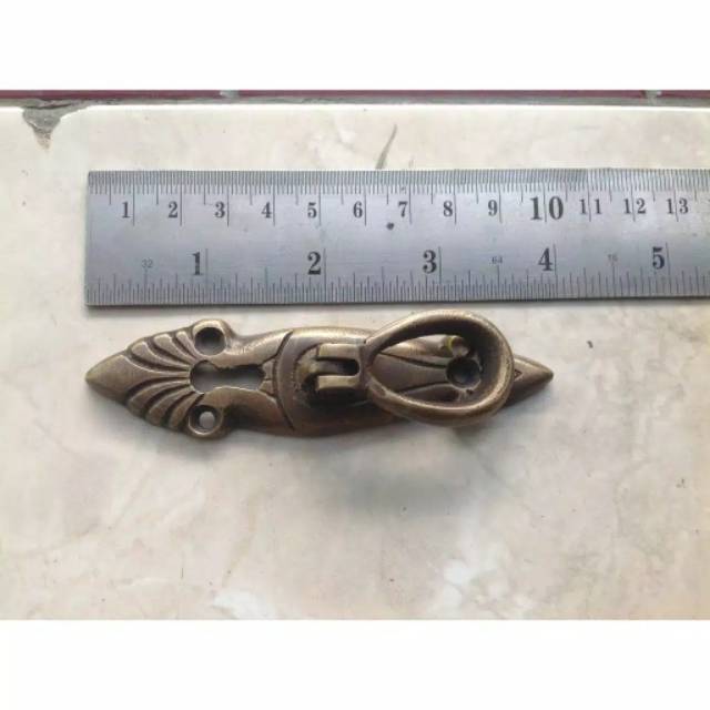 Handle / Tarikan Laci Lemari Jendela Pintu Rumah Kuningan 10cm + Kunci Lemari