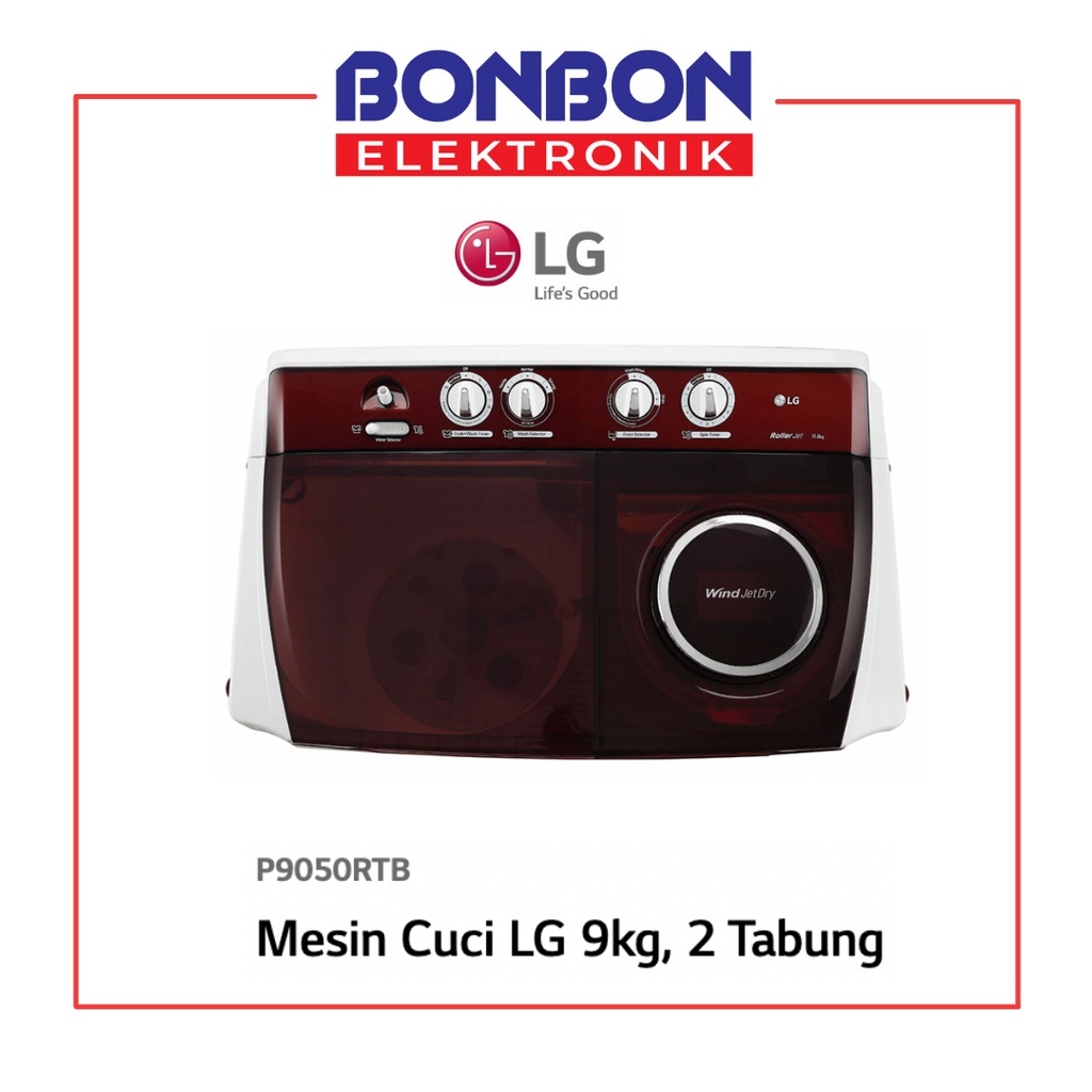 LG Mesin Cuci 2 Tabung 9KG P9050RTB / P 9050RTB / P 9050 RTB 9 KG